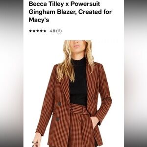Becca Tilley Collection x Bar III Plaid Gingham Blazer Women's - MEDIUM